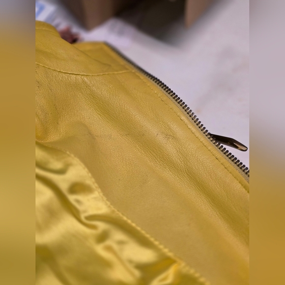 Josephine Vibrant Yellow Genuine Leather Jacket - Picture 11 of 11